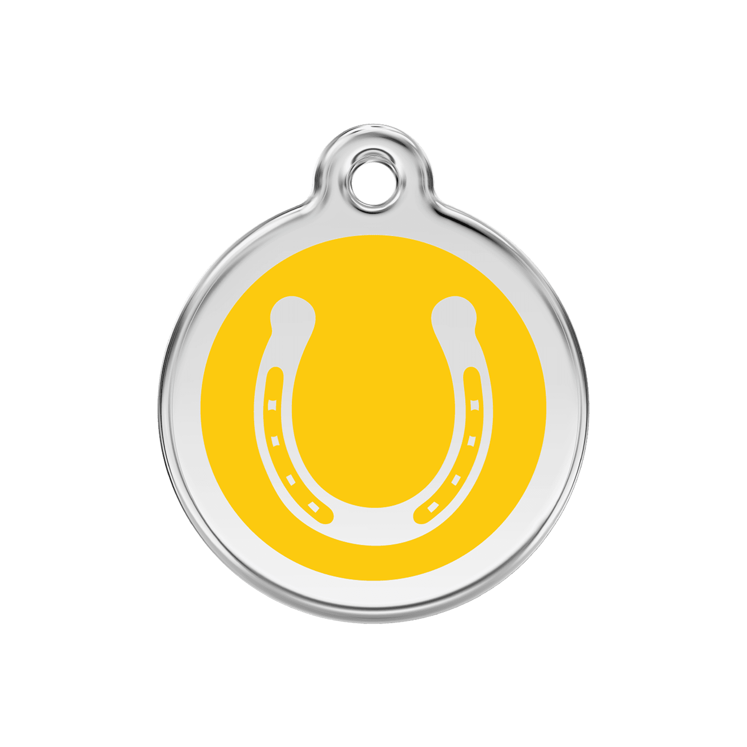 Vue avant - Médaille personnalisée pour chien ou chat Red Dingo Jaune 30.00mm - Émail et acier inoxydable