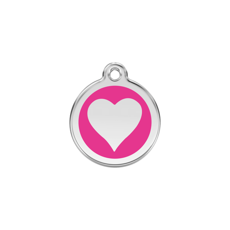 Vue avant - Médaille personnalisée pour chien/chat Red Dingo cœur rose vif - Größe S - 20.00mm
