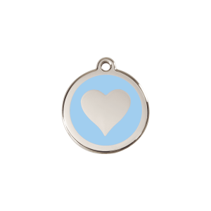 Katzenmarke Herz Hellblau S 20 mm aus Emaille und Edelstahl