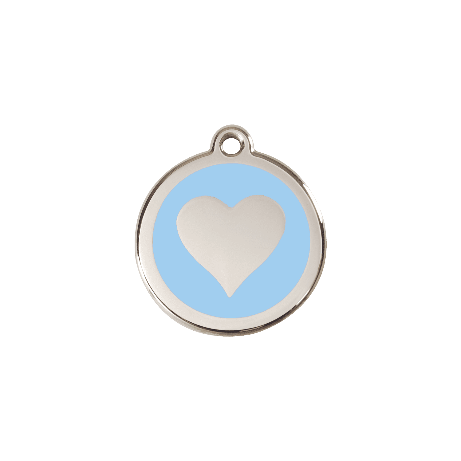 Vue avant - Médaille personnalisable pour chien/chat Red Dingo Émail/Acier inoxydable - Motif Cœur - Bleu clair - Größe S