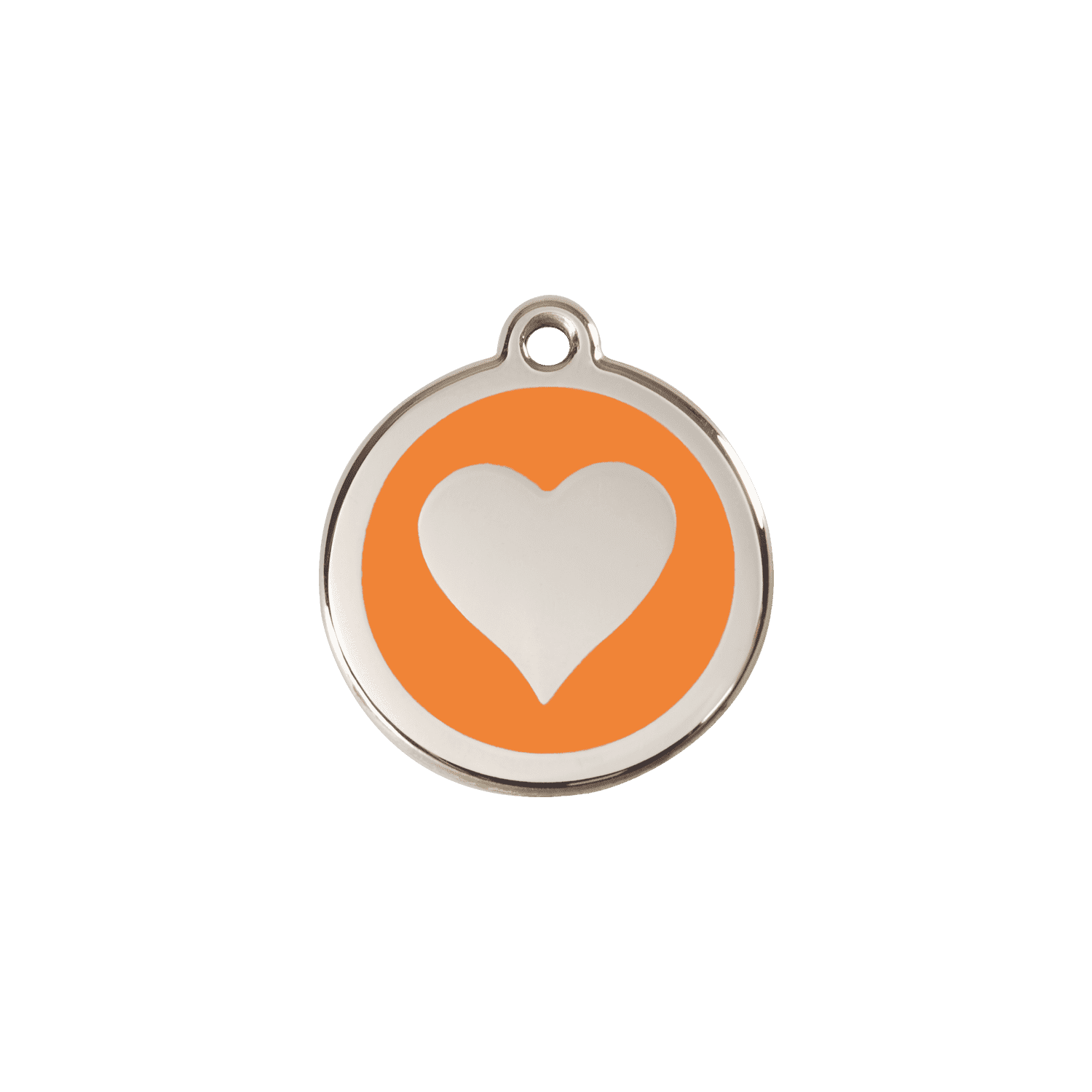 Vue avant - Médaille personnalisée pour chien/chat Red Dingo cœur orange S 20.00 - Émail/Acier inoxydable