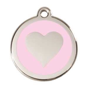 Hundemarke Herz Rosa L aus Emaille und Edelstahl