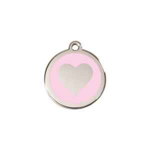 Katzenmarke Herz in Rosa Emaille, klein 20 mm