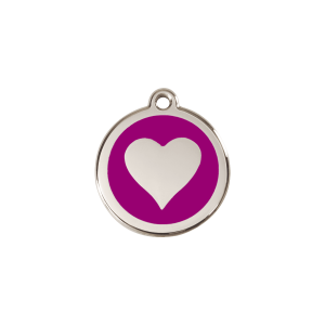 Katzenmarke Herz violett S 20 mm Emaille und Edelstahl