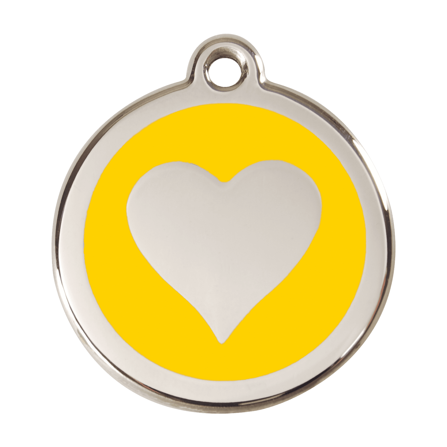 Vue avant - Médaille personnalisée pour chien Red Dingo Émail/Acier Jaune L 38mm - Réf : 01-HT-YE-LG