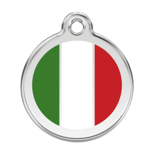 Hundemarke Größe L mit italienischer Flagge aus Emaille und Edelstahl
