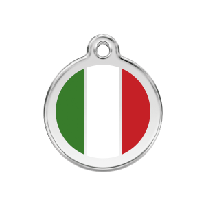 Hundemarke mit italienischer Flagge, Größe M, Emaille & Edelstahl