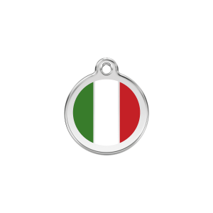 Katzenmarke klein mit italienischer Flagge aus Emaille und Edelstahl