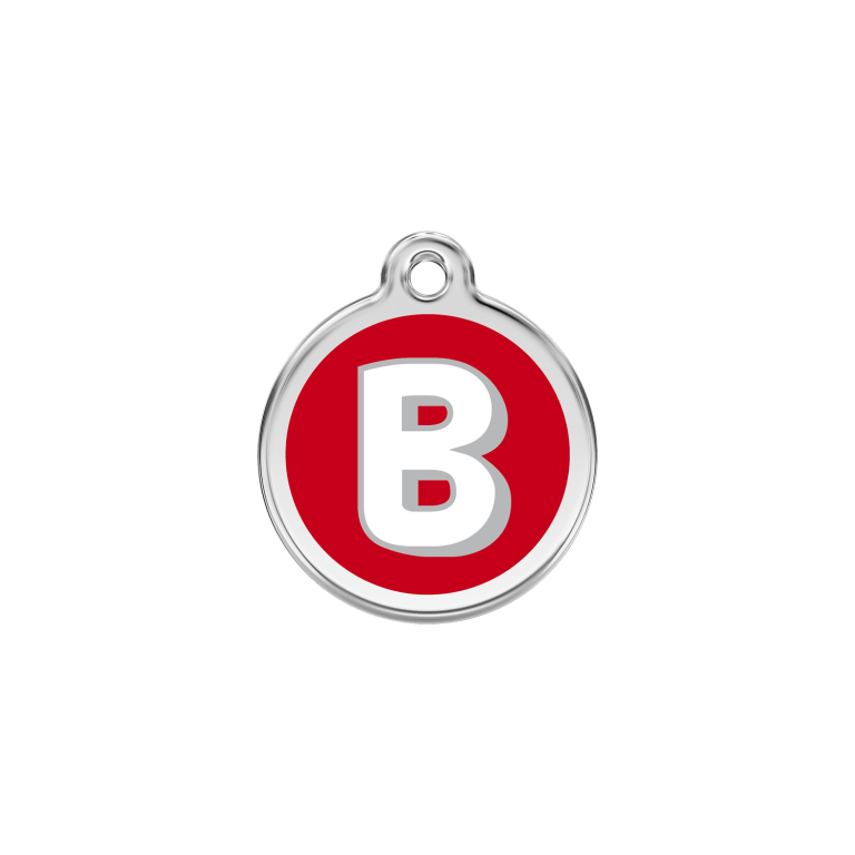 Vue avant - Médaille personnalisée Red Dingo Émail et acier inoxydable - Lettre B rouge - Größe S 20.00mm
