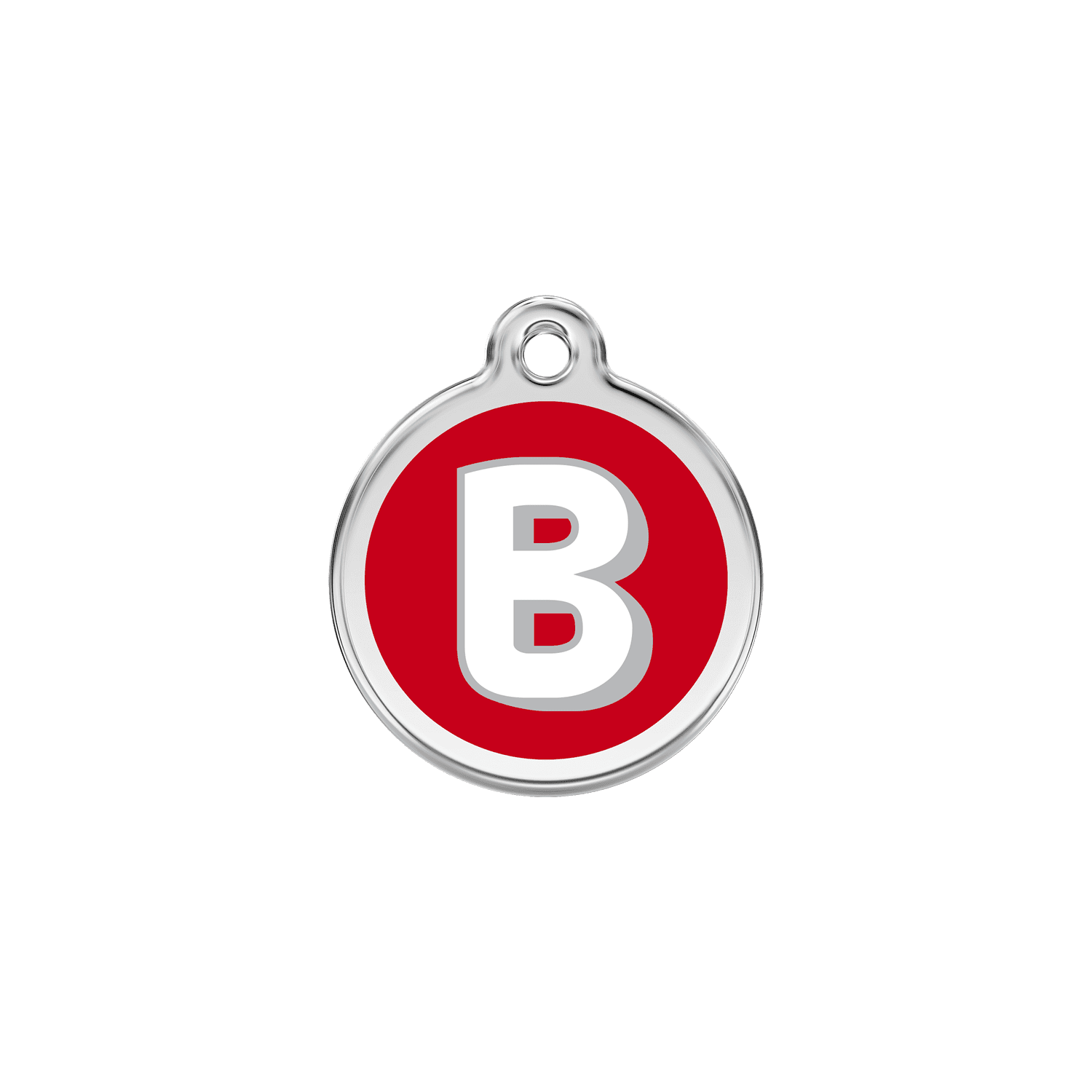 Vue avant - Médaille personnalisée Red Dingo Émail et acier inoxydable - Lettre B rouge - Größe S 20.00mm