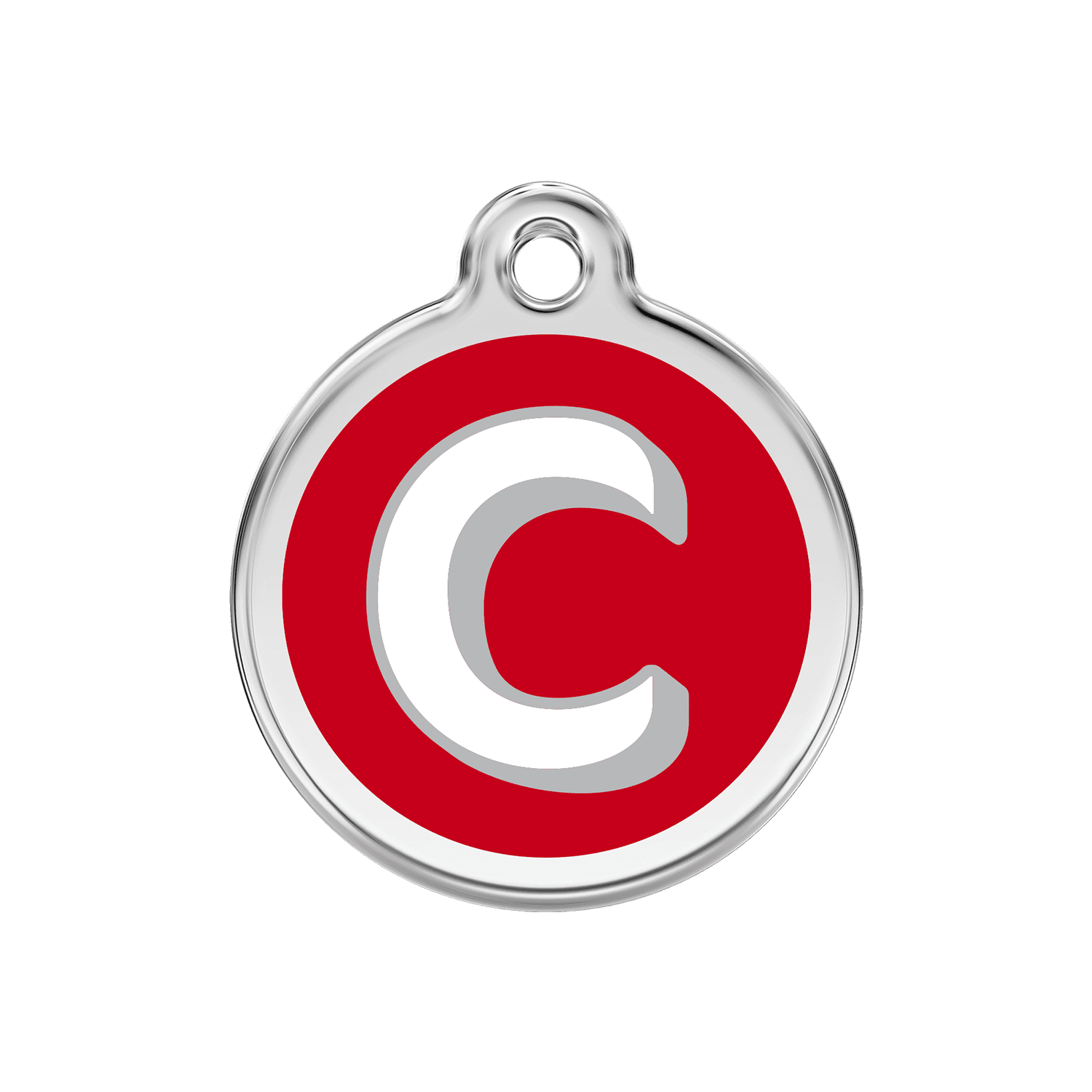 Vue avant - Médaille personnalisée pour chien Red Dingo - Lettre C - Rouge - Größe M - 30.00mm