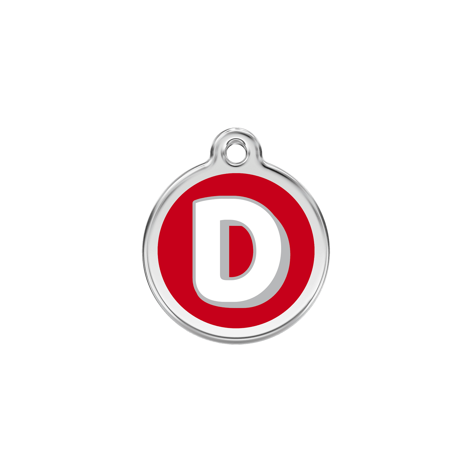 Vue avant - Médaille personnalisée pour chien/chat Red Dingo Émail/Acier inoxydable Lettre D Rouge S 20.00mm