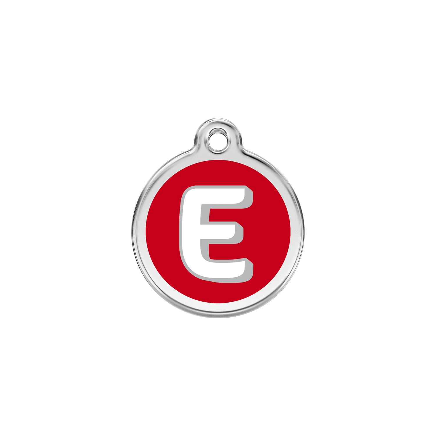 Vue avant - Médaille personnalisée pour chien/chat Red Dingo Émail/Acier inoxydable - Lettre E - Rouge - Größe S