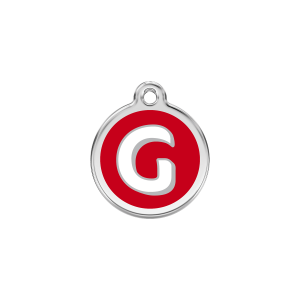 Katzenmarke Buchstabe G in rotem Emaille, Größe S