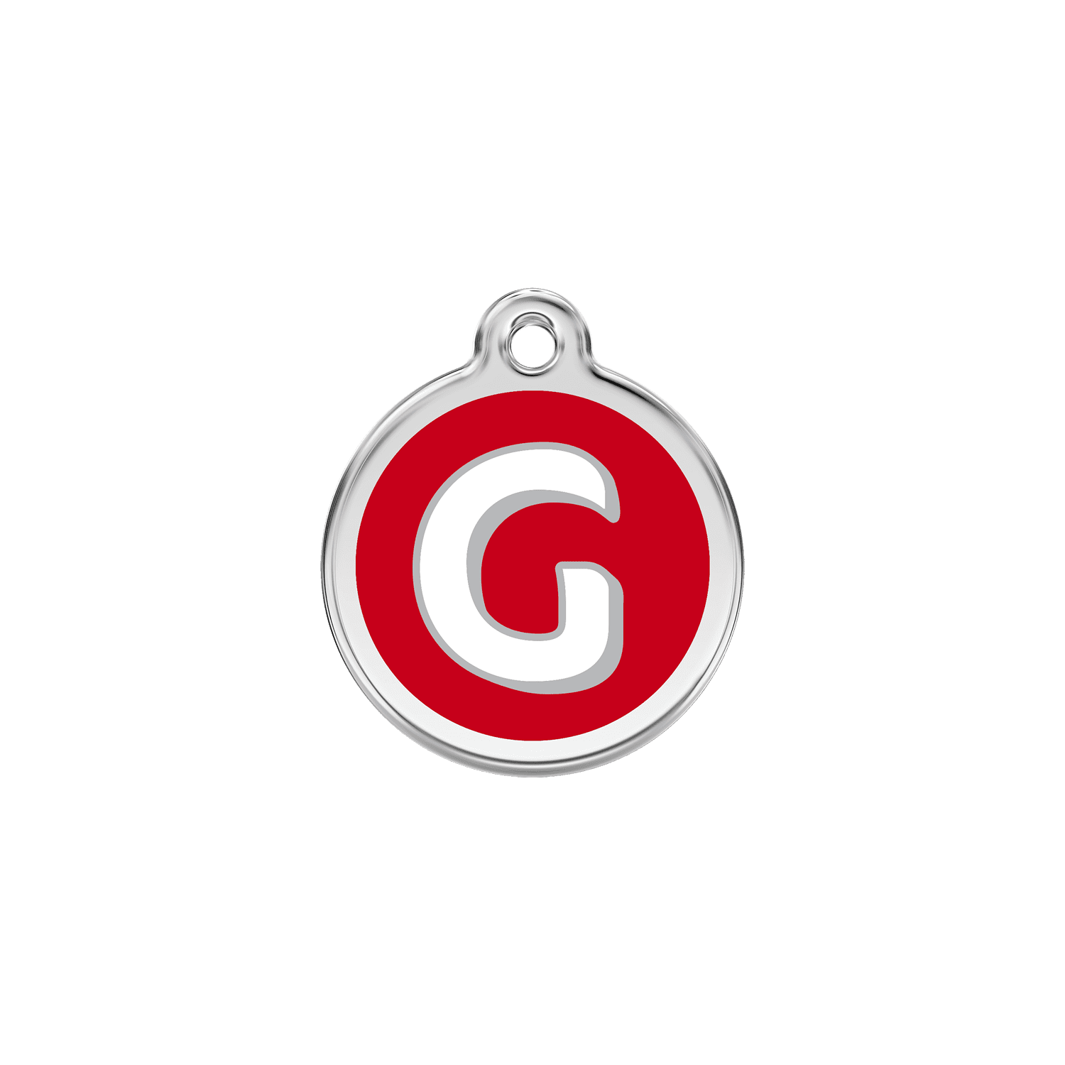 Vue avant - Médaille personnalisée pour chien/chat Red Dingo Émail et acier inoxydable - Lettre G - Rouge - Größe S