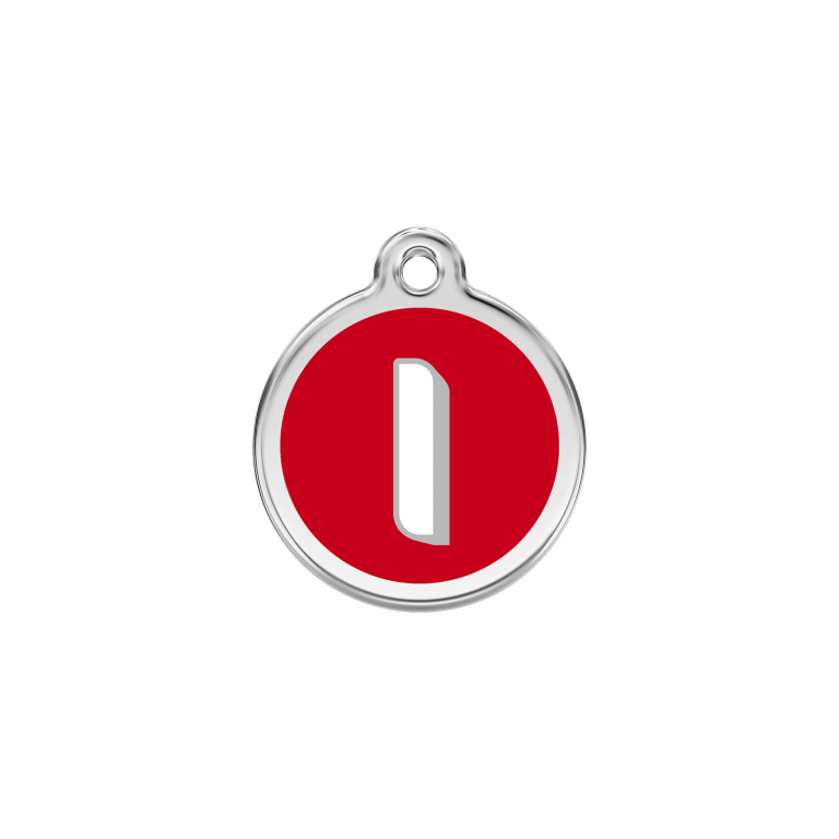 Vue avant - Médaille personnalisée pour chat ou chien Red Dingo S rouge 20.00mm - Lettre I - 01-JI-RE-SM