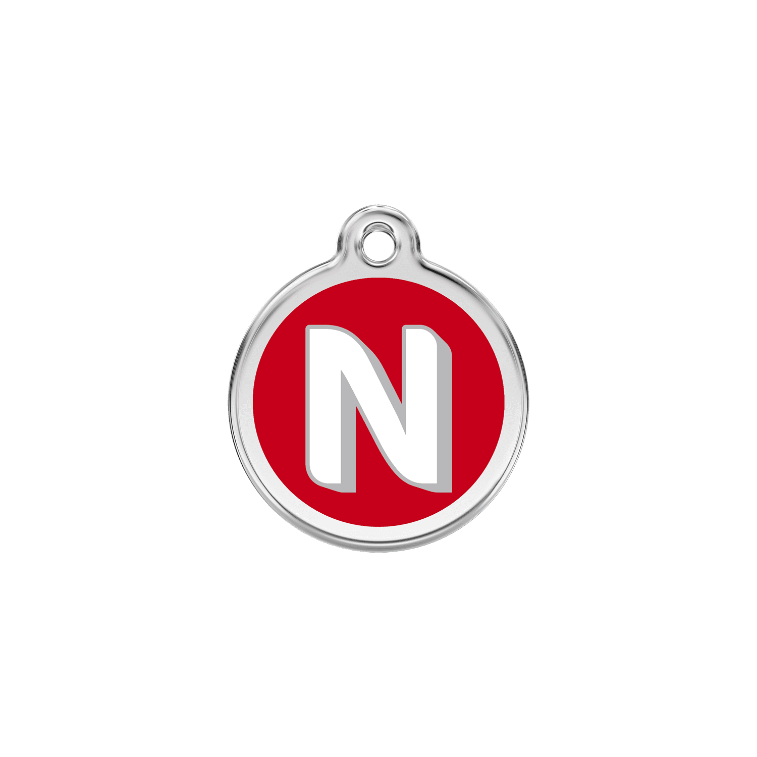 Vue avant - Médaille personnalisée pour chien/chat Red Dingo Émail/Acier inoxydable - Lettre N - Rouge - Größe S