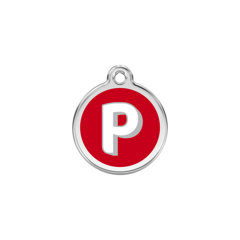 Vue avant - Médaille personnalisée pour chien ou chat Red Dingo Émail et acier inoxydable P Rouge S