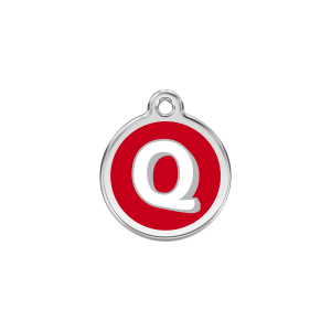 Katzenmarke Rot mit Buchstabe Q aus Emaille und Edelstahl, Klein