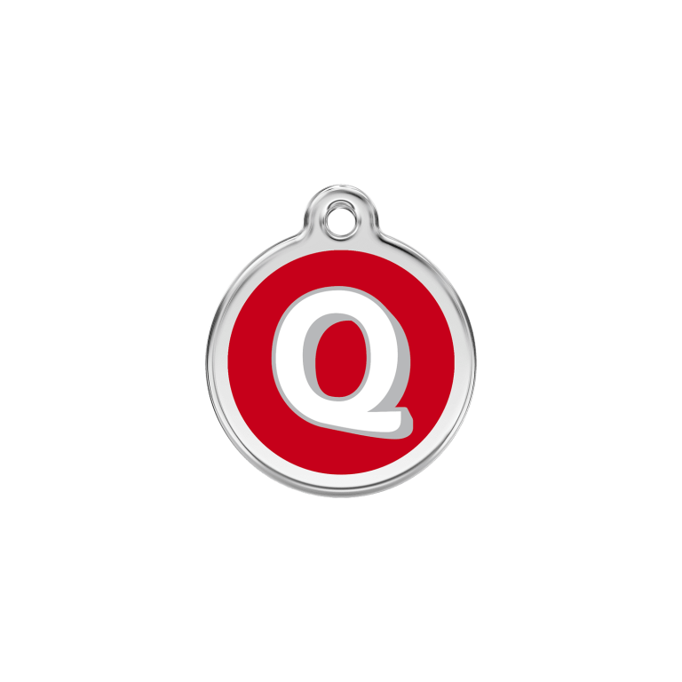 Vue avant - Médaille personnalisée pour chien/chat Red Dingo Émail/Acier inoxydable - Lettre Q - Rouge - Größe S