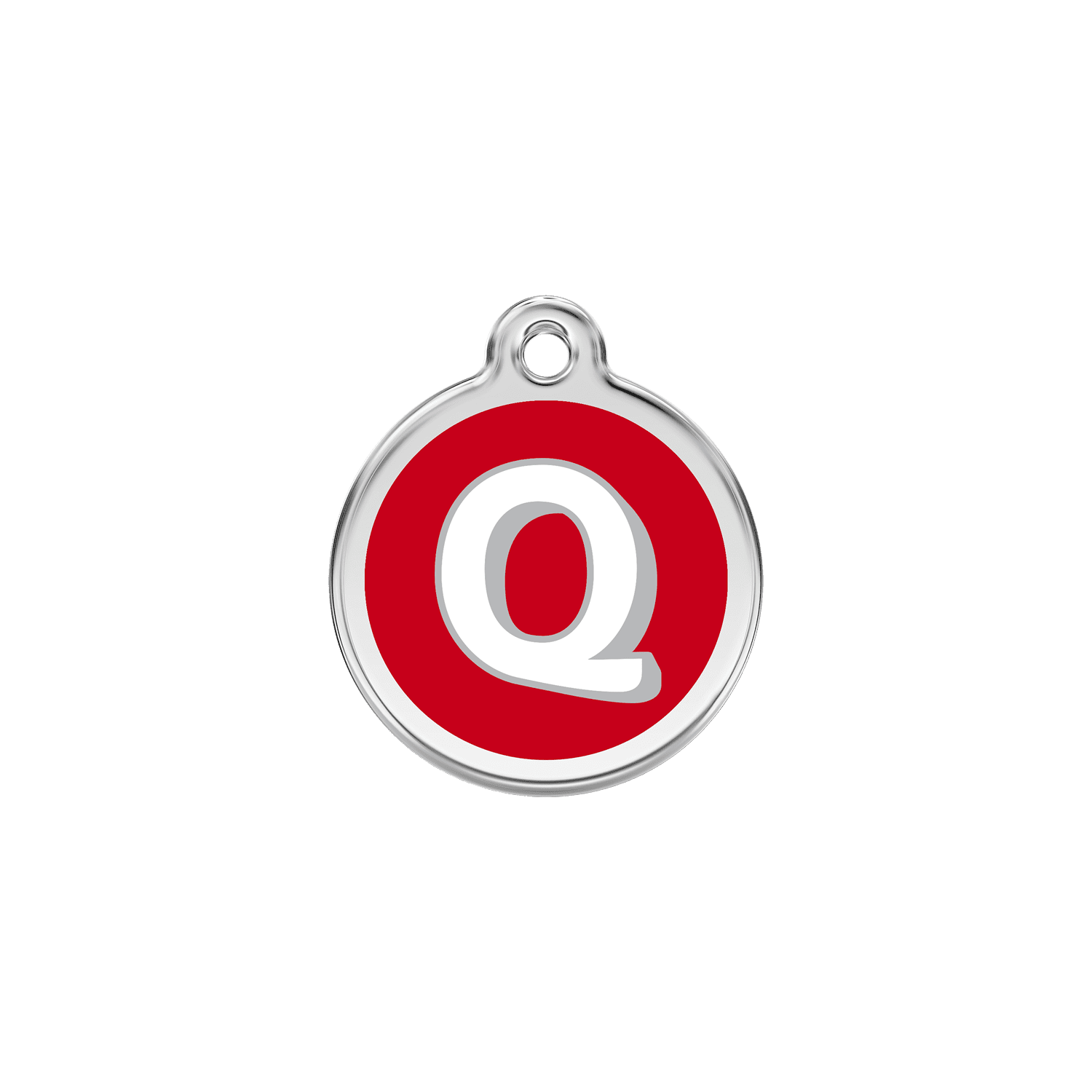Vue avant - Médaille personnalisée pour chien/chat Red Dingo Émail/Acier inoxydable - Lettre Q - Rouge - Größe S