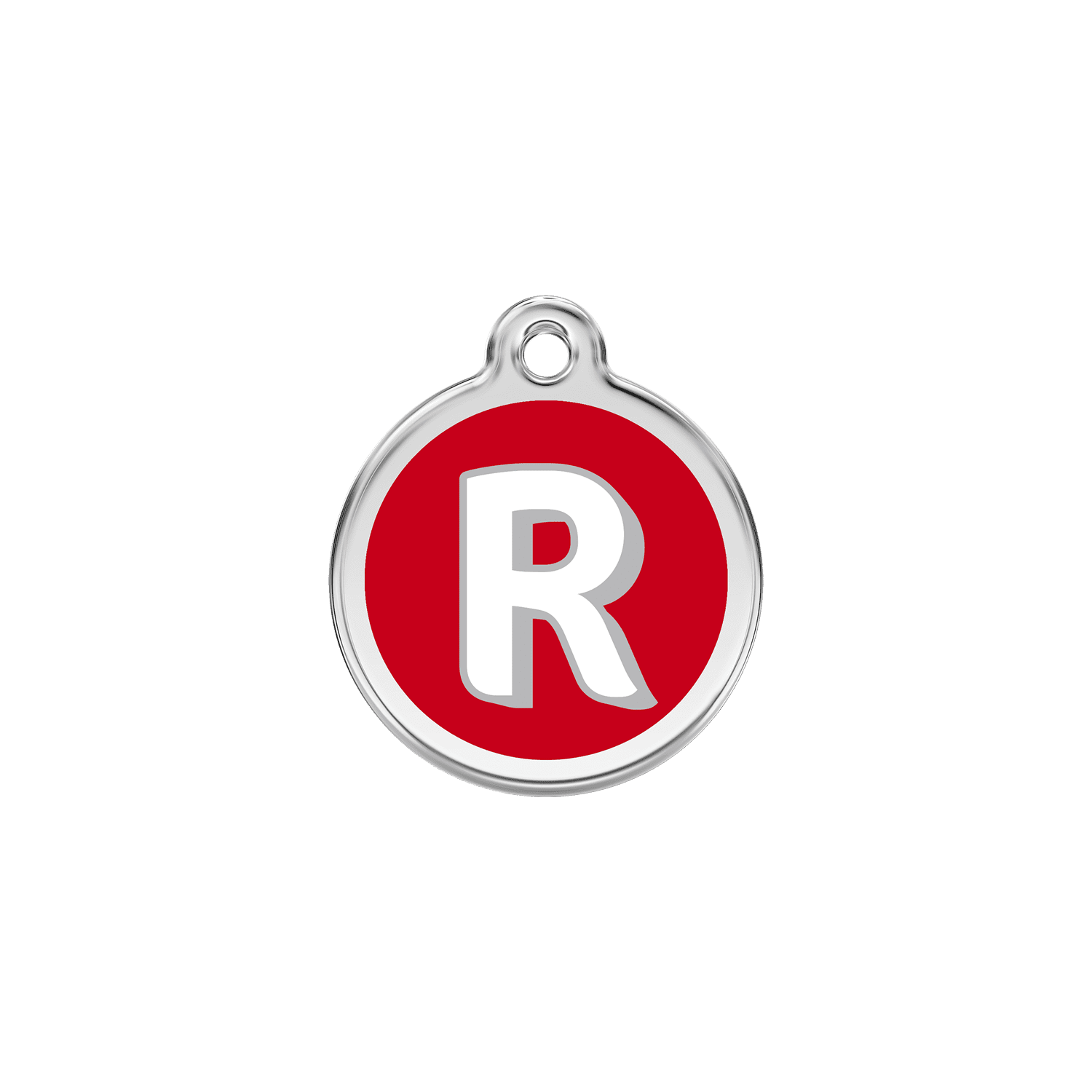 Vue avant - Médaille personnalisée pour chien/chat Red Dingo Émail/Acier inoxydable - Lettre R - Rouge - Größe S