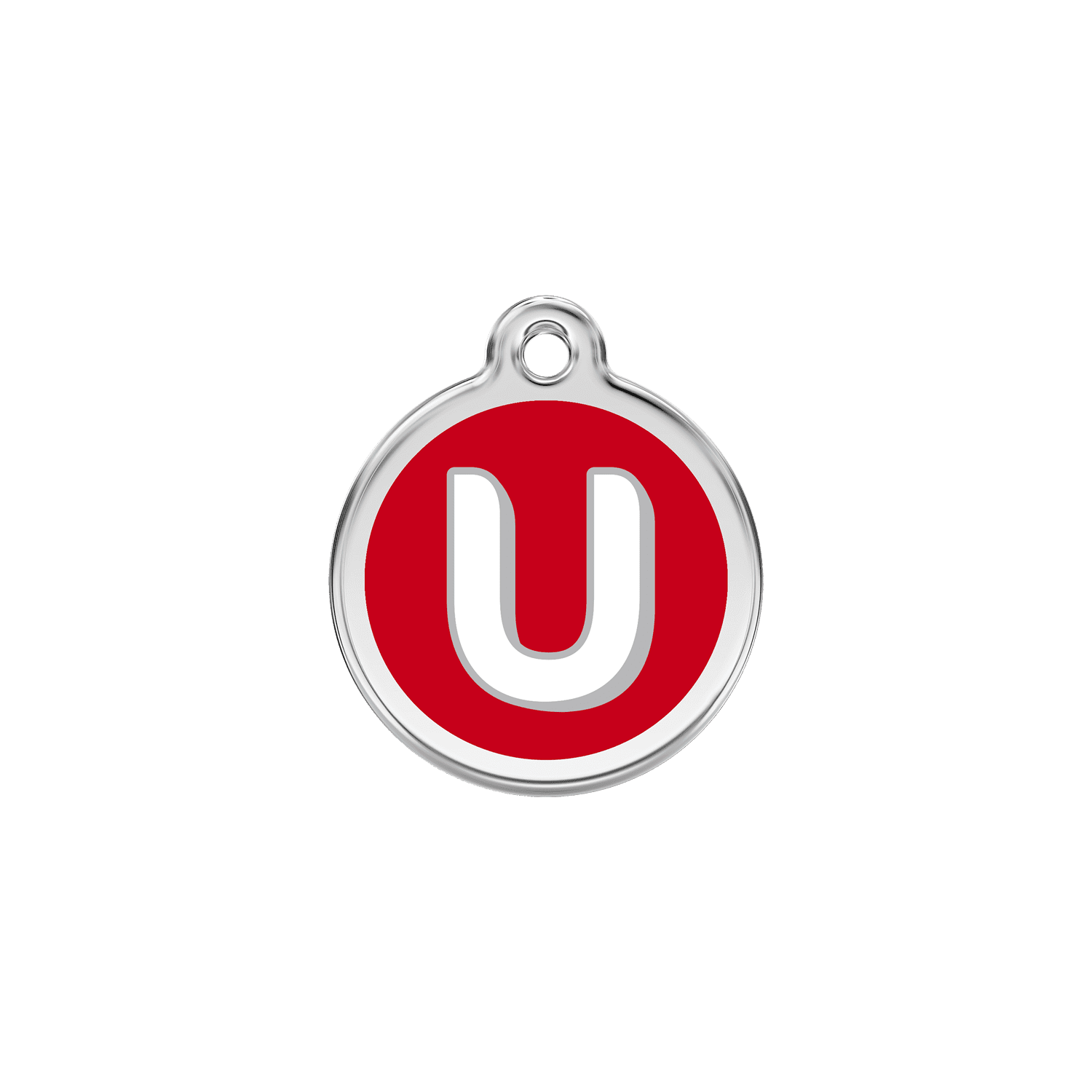 Vue avant - Médaille personnalisée pour chien/chat Red Dingo Émail/Acier inoxydable - Lettre U - Rouge - Größe S