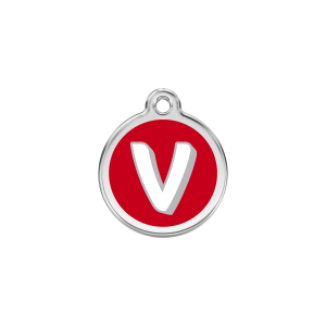 Katzenmarke Rot Buchstabe V Emaille Edelstahl Klein
