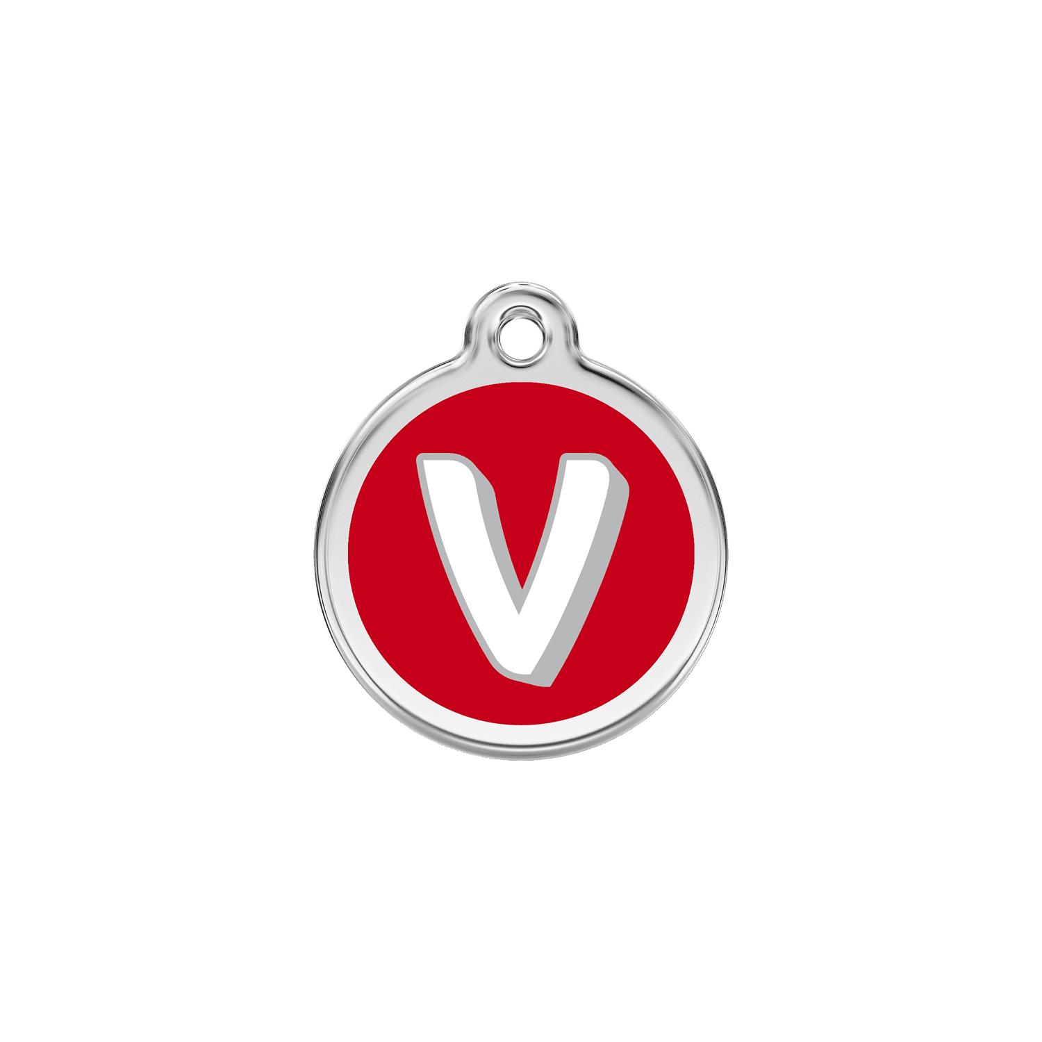 Vue avant - Médaille personnalisée pour chien/chat Red Dingo V rouge en émail et acier inoxydable - Größe S