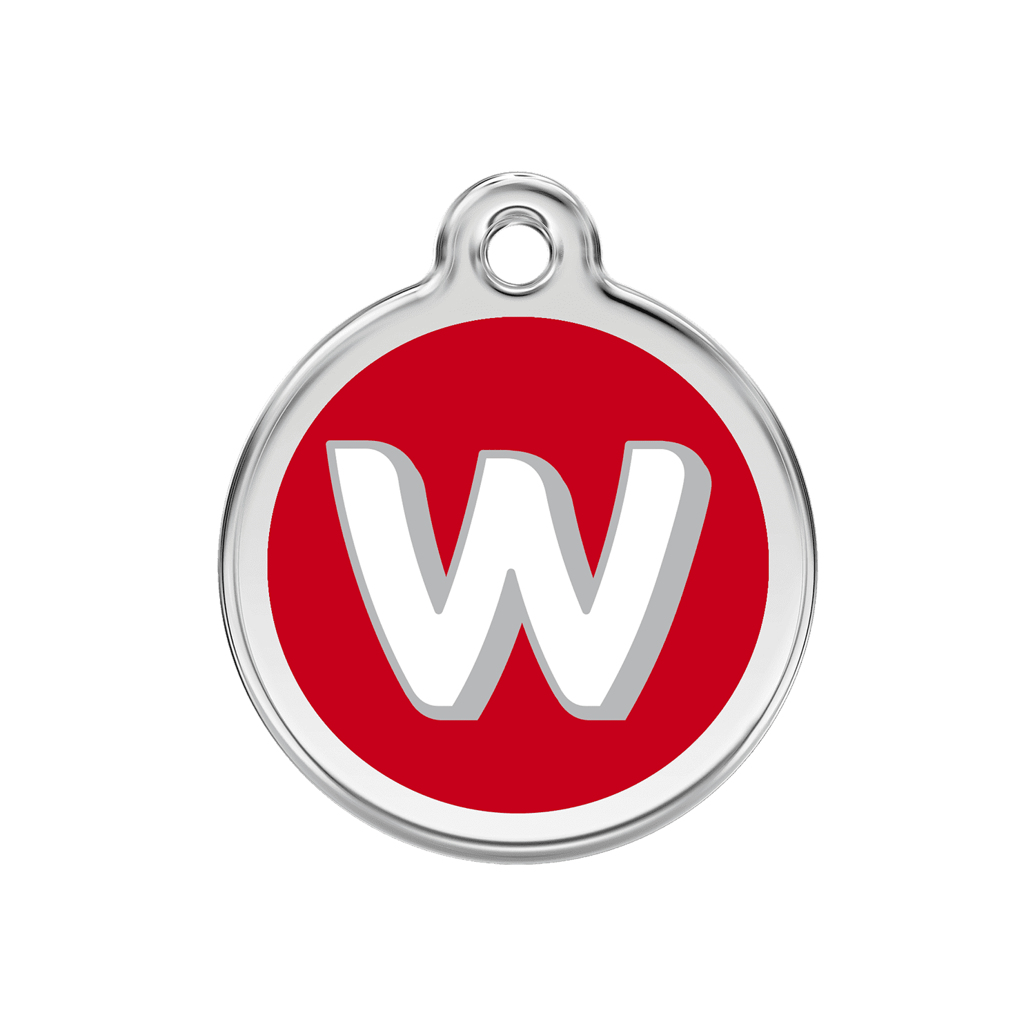 Vue avant - Médaille personnalisée Red Dingo Émail et acier inoxydable - Lettre W - Rouge - Größe M