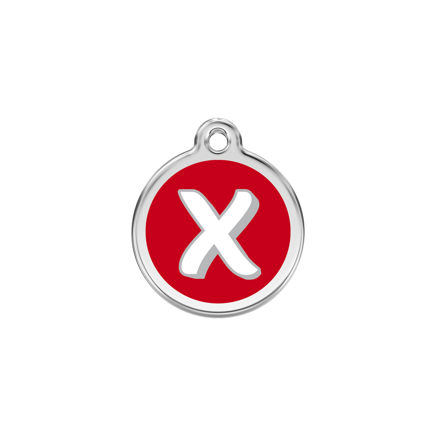 Vue avant - Médaille personnalisée pour chien/chat Red Dingo Émail/Acier inoxydable - Lettre X - Rouge - Größe S