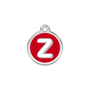 Katzenmarke Größe S mit rotem Buchstaben Z aus Emaille und Edelstahl