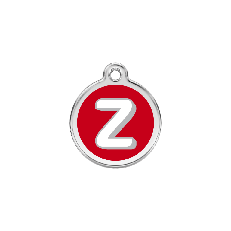 Vue avant - Médaille personnalisée pour chien/chat Red Dingo Émail/Acier inoxydable Lettre Z Rouge S 20.00mm