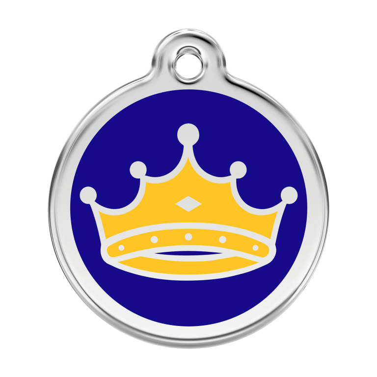 Vue avant - Médaille personnalisée pour chien Red Dingo Émail et acier inoxydable Roi Bleu foncé - Größe L