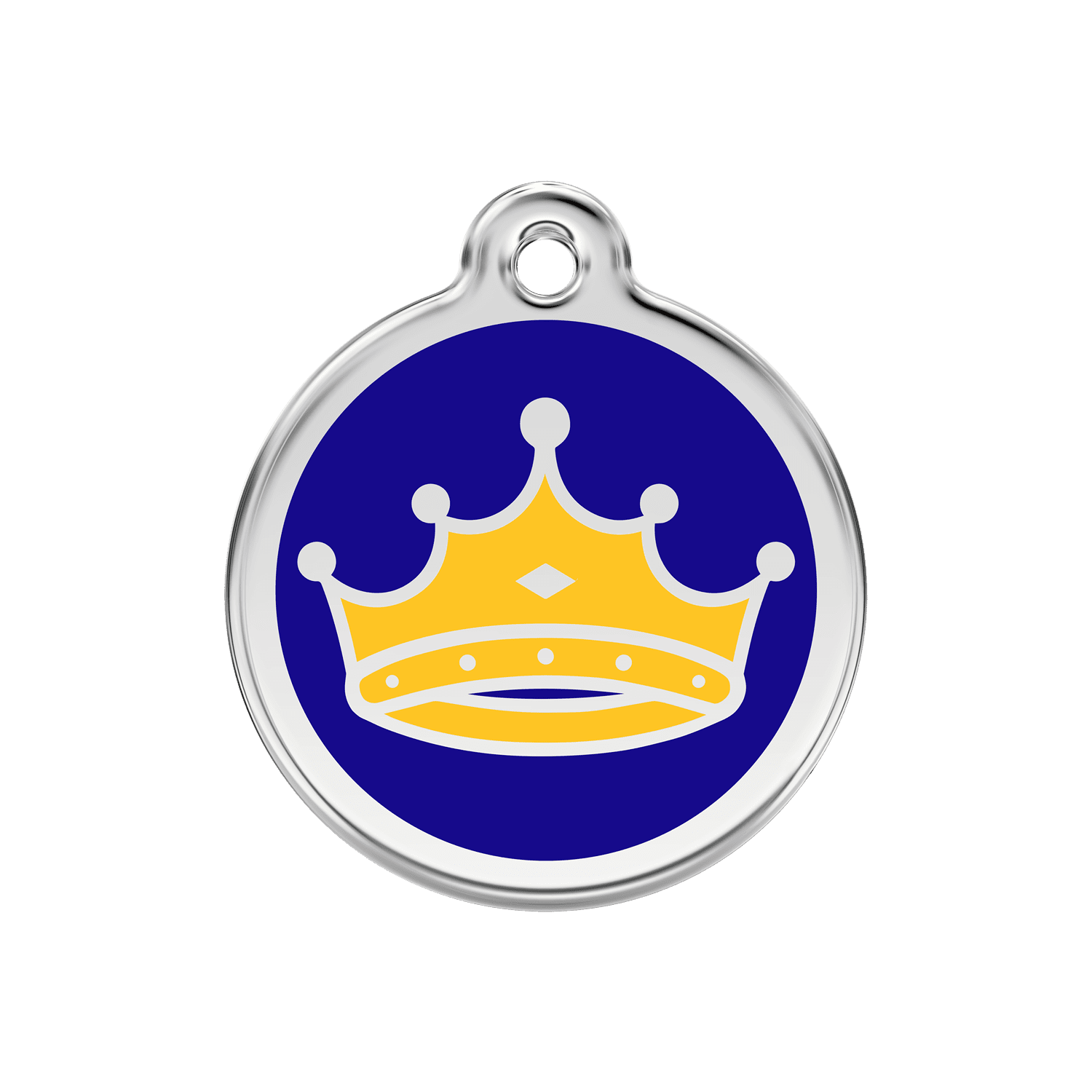 Vue avant - Médaille personnalisée pour chien/chat Red Dingo Émail/Acier inoxydable - Motif Roi - Bleu foncé - Größe M