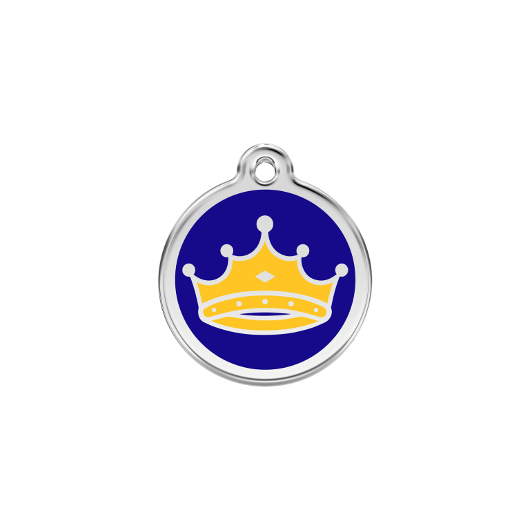Vue avant - Médaille personnalisée pour chien/chat Red Dingo Émail/Acier inoxydable Roi Bleu foncé - Größe S