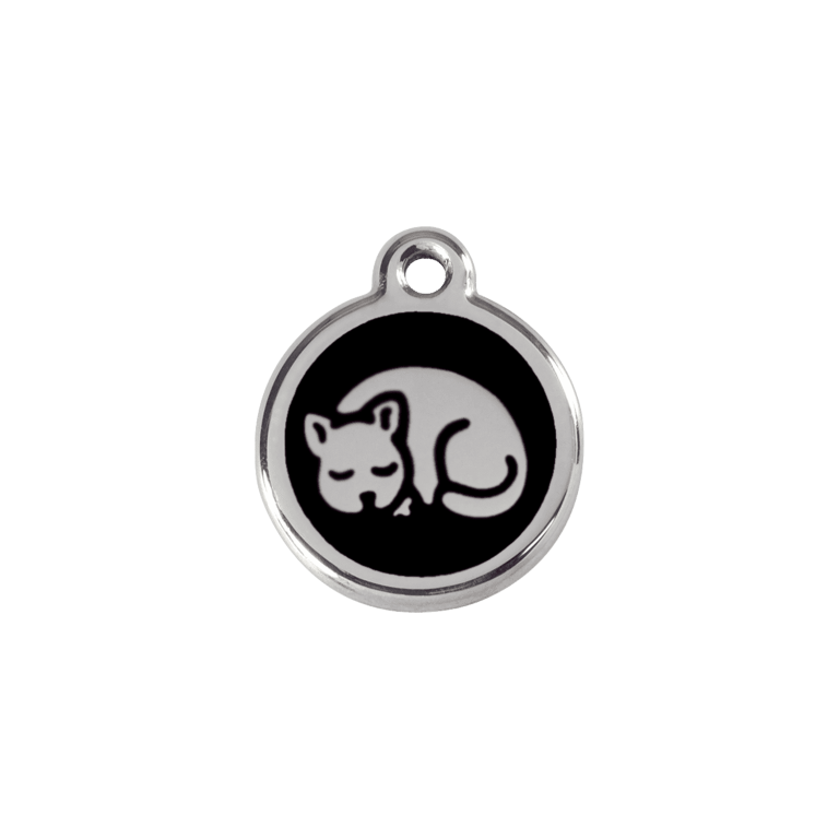 Vue avant - Médaille personnalisée en émail et acier inoxydable pour chat - Red Dingo 01-KT-BB-SM