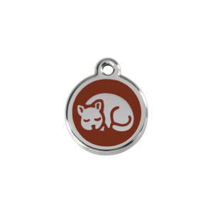 Katzenmarke Braun aus Emaille und Edelstahl – Größe S