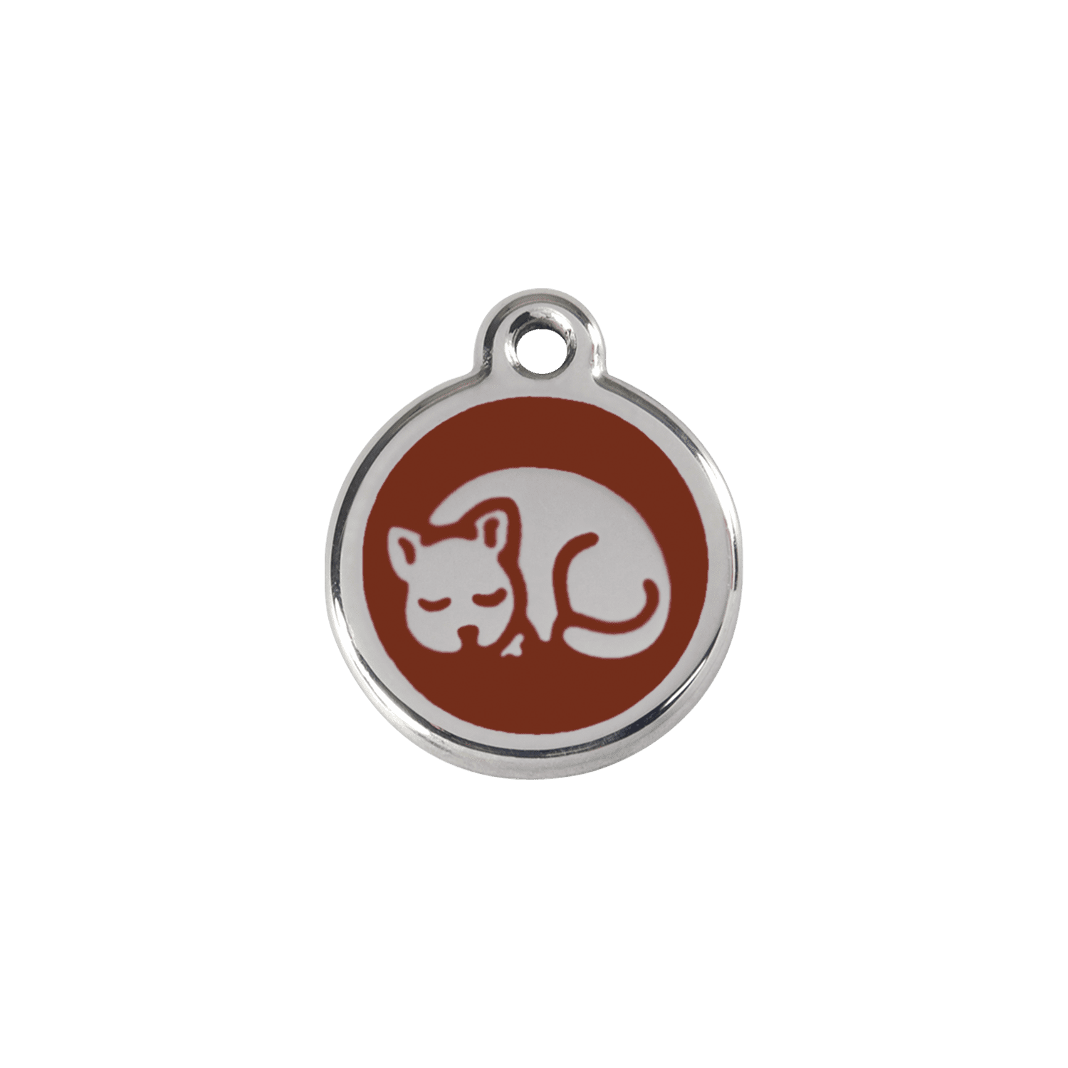 Vue avant - Médaille personnalisée pour chat Red Dingo Émail et acier inoxydable - Motif chaton brun - Größe S