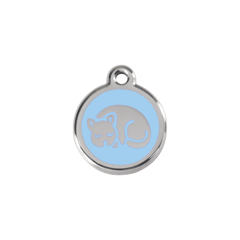 Vue avant - Médaille personnalisée pour chat en émail et acier inoxydable - Red Dingo 01-KT-LB-SM - Bleu clair - Größe S