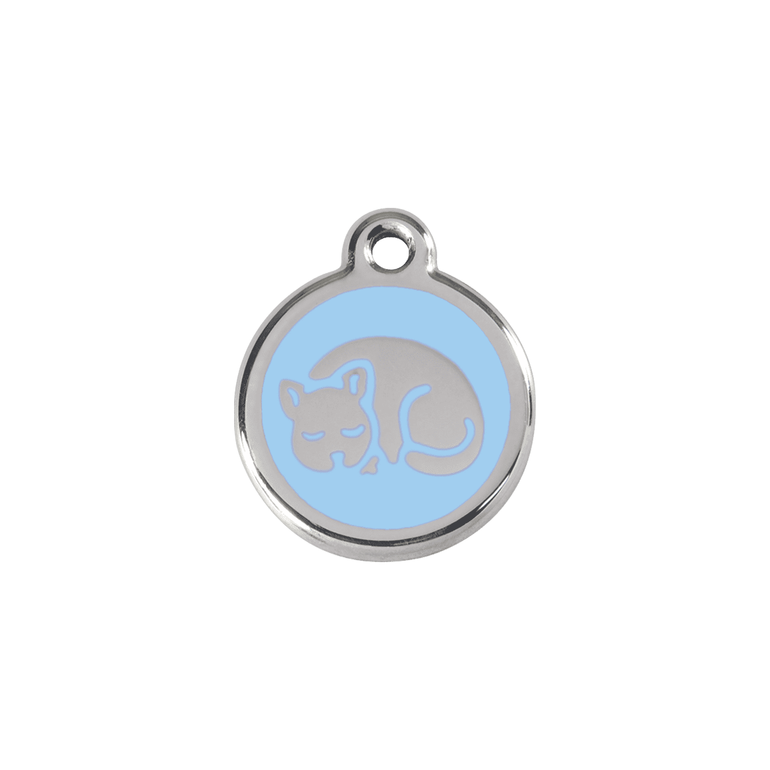 Vue avant - Médaille personnalisée pour chat en émail et acier inoxydable - Red Dingo 01-KT-LB-SM - Bleu clair - Größe S