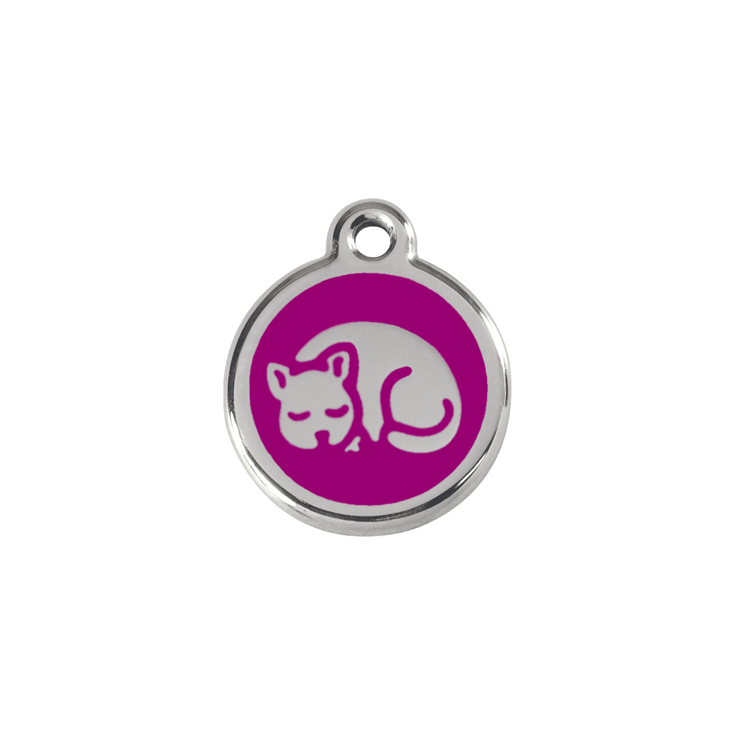 Vue avant - Médaille personnalisée pour chat en émail violet - Red Dingo - Größe S