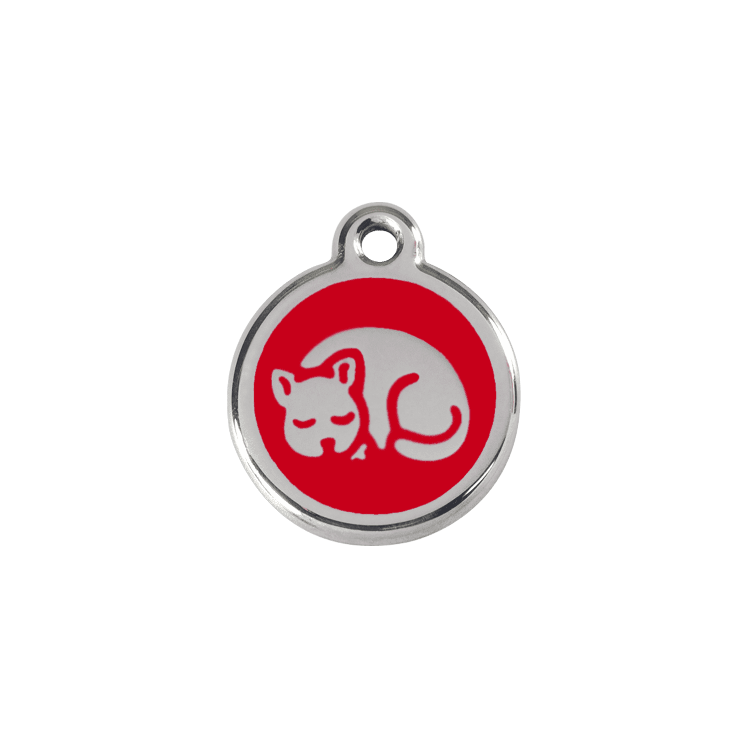 Vue avant - Médaille personnalisée pour chat en émail et acier inoxydable - Red Dingo 01-KT-RE-SM - Rouge - Größe S