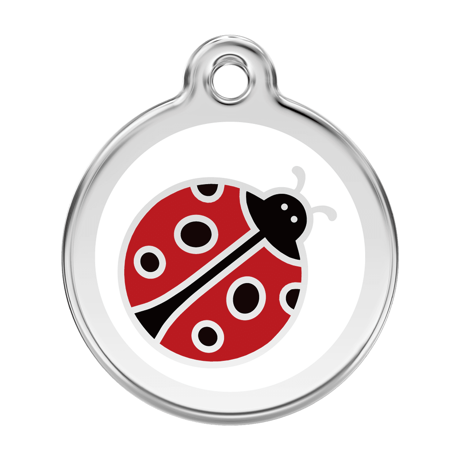 Vue avant - Médaille personnalisée pour chien Red Dingo Coccinelle Blanc Größe L