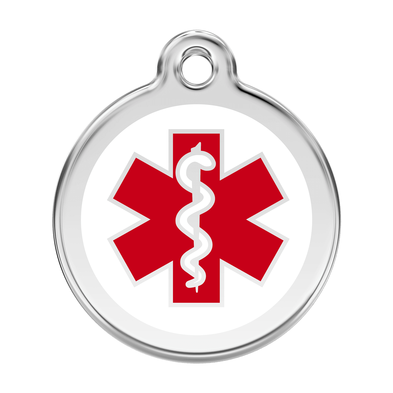 Vue avant - Médaille personnalisée pour chien - Red Dingo - Émail et acier inoxydable - Blanc - Größe L