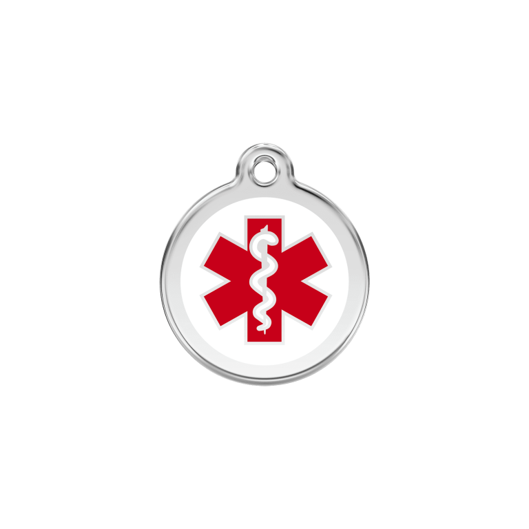 Vue avant - Médaille personnalisée pour chien/chat Red Dingo Blanc S 20.00 - Émail et acier inoxydable