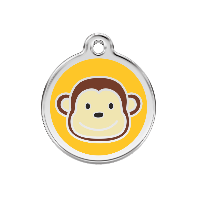 Vue avant - Médaille personnalisée pour chien/chat Red Dingo Émail/Acier Jaune 30mm - Envoi Gratuit