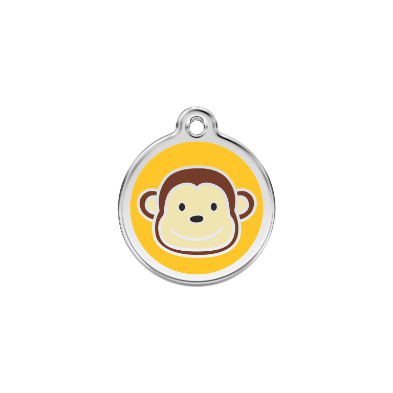 Vue avant - Médaille personnalisée pour chien/chat Red Dingo Émail et acier inoxydable Jaune S 20.00 - Gravure incluse