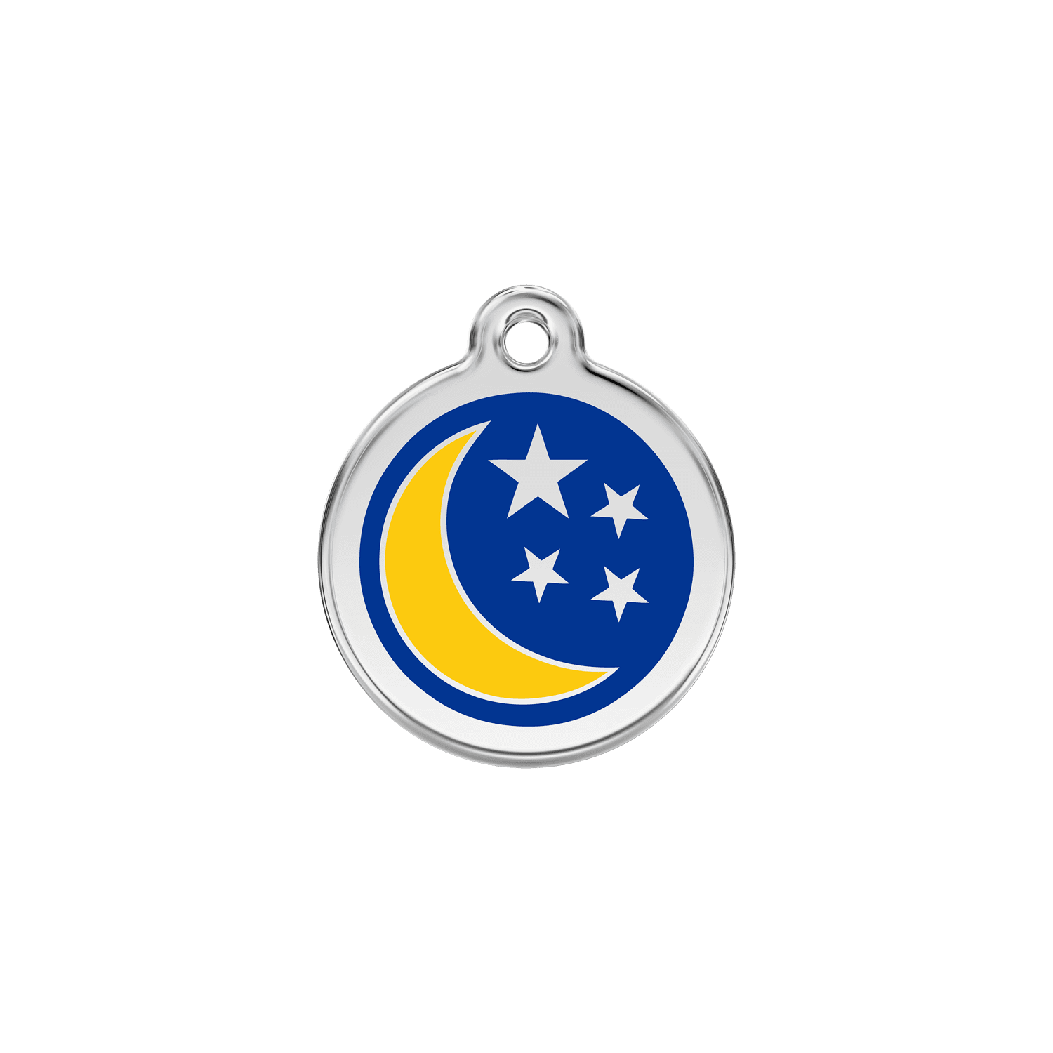 Vue avant - Médaille personnalisée pour chien/chat Red Dingo Émail/Acier inoxydable Lune et étoiles Bleu foncé - Größe S