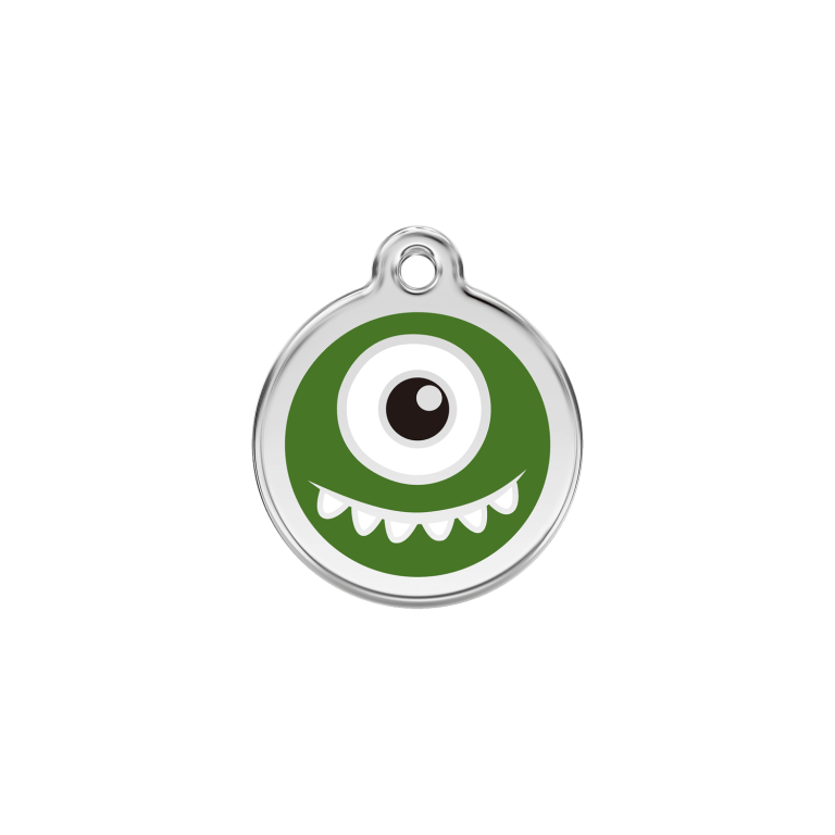 Vue avant - Médaille personnalisable pour chien/chat Red Dingo Émail/Acier inoxydable Vert Monstre S 20.00 7G